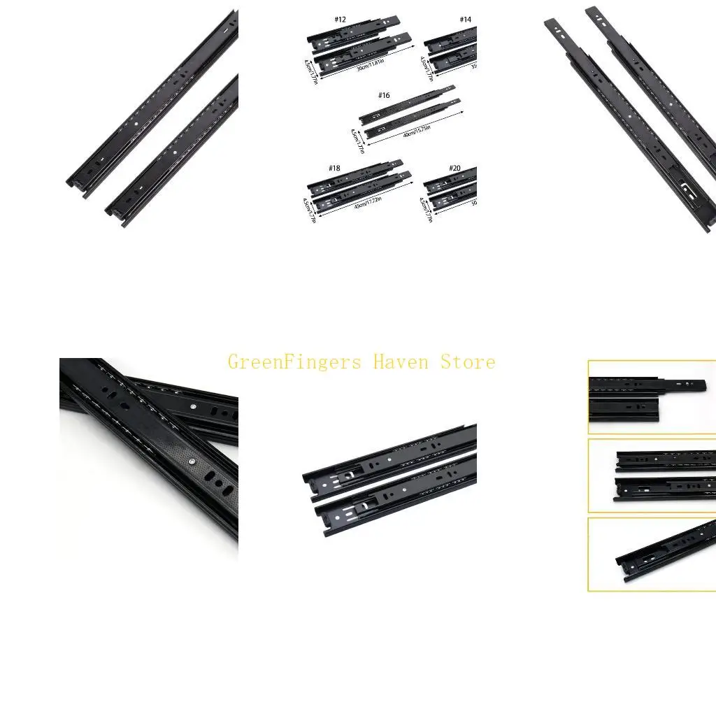 F68D 1Pair Soft Close Drawer Track Dresser Drawer Slides Cold Rolled Steel Drawer Slides Cabinet Furniture Hardware
