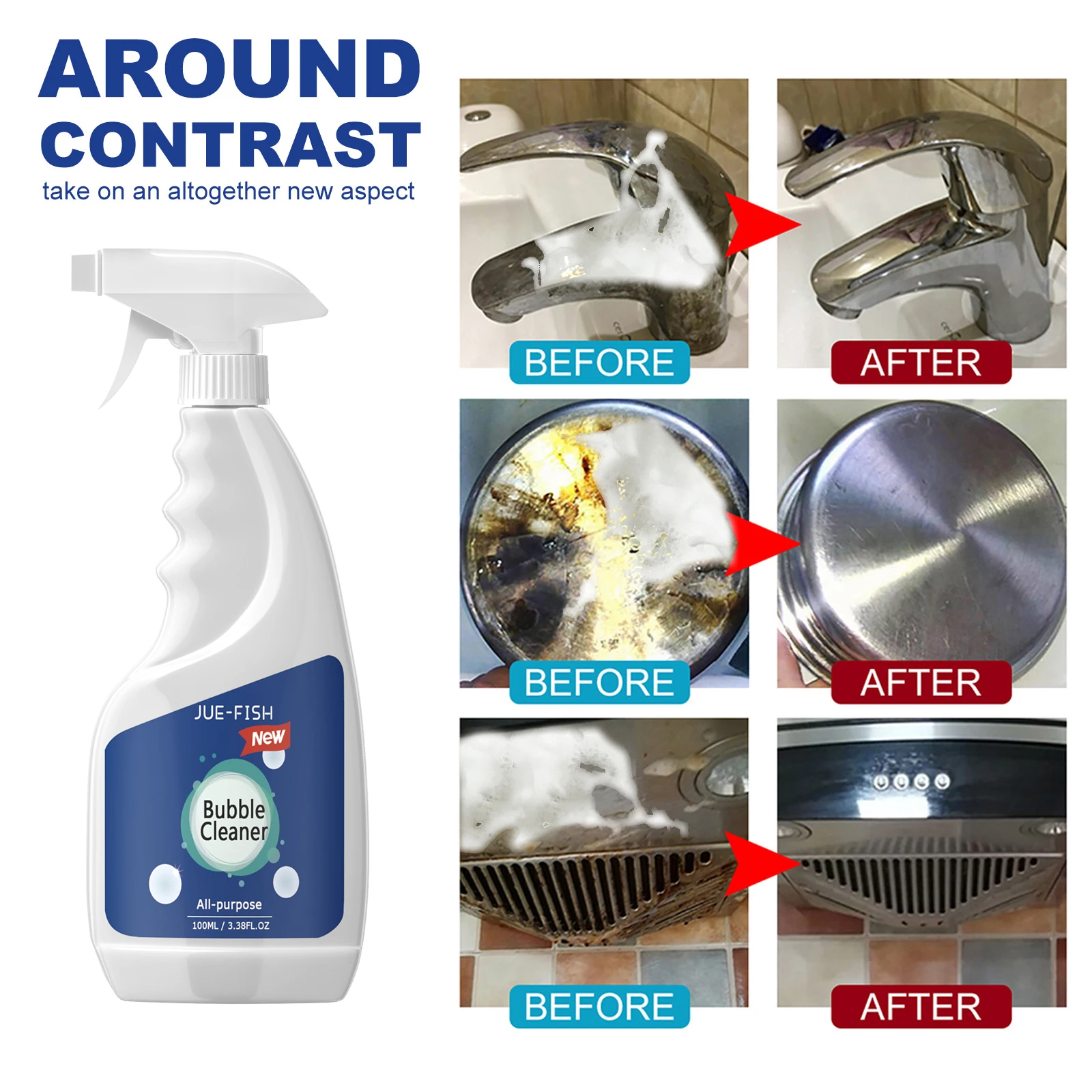 Limpador de espuma para graxa de cozinha, exaustor de parede, panelas, limpador de graxa