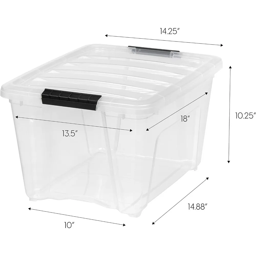 USA 32 Qt Stackable Plastic Storage Bins with Lids, 6 Pack - BPA-Free, Made in USA - See-Through Organizing Solution,