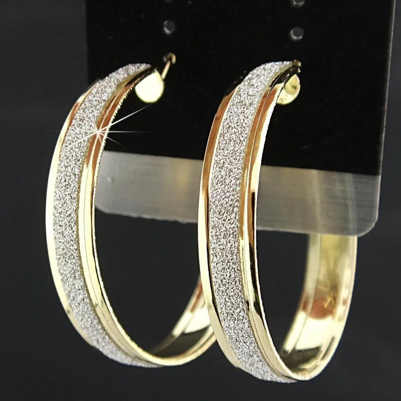 40mm New Arrival Circle Earring Female Fashion Frosted Large Silver/Gold Plated Hoop Earrings For Women Wholesale Jewelry