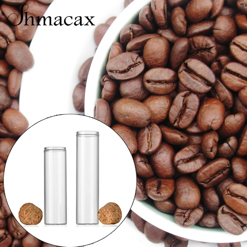 1Pcs Coffee Bean Glass Tube With Wood Tool Bottled Tubes Grain Storage Wooden Sealed Airtight Canisters Coffee Beans Storage