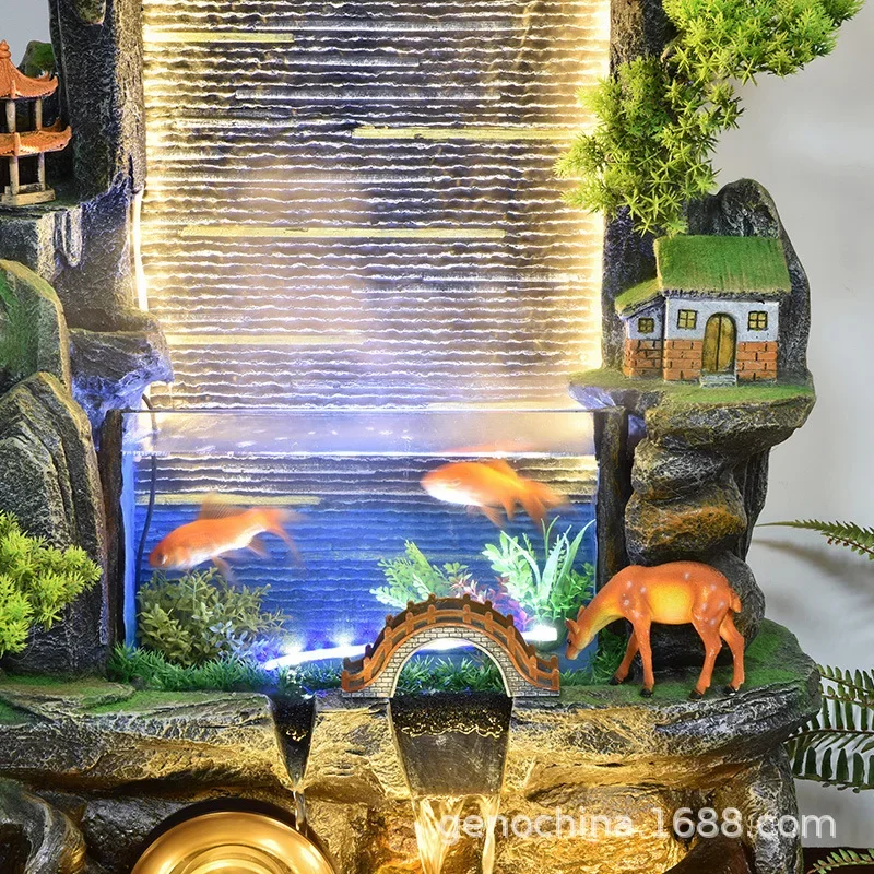 Rockery flowing  ornament  curtain wall circulating  opening screen floor fish tank fountain  feature -5