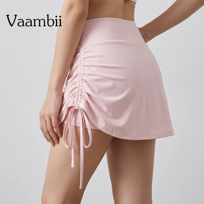 Women High Waist and Waist Tightening Slimming Running Hip Speed Drying Three Point Tight Pants Skirt Tennis Sports Shorts