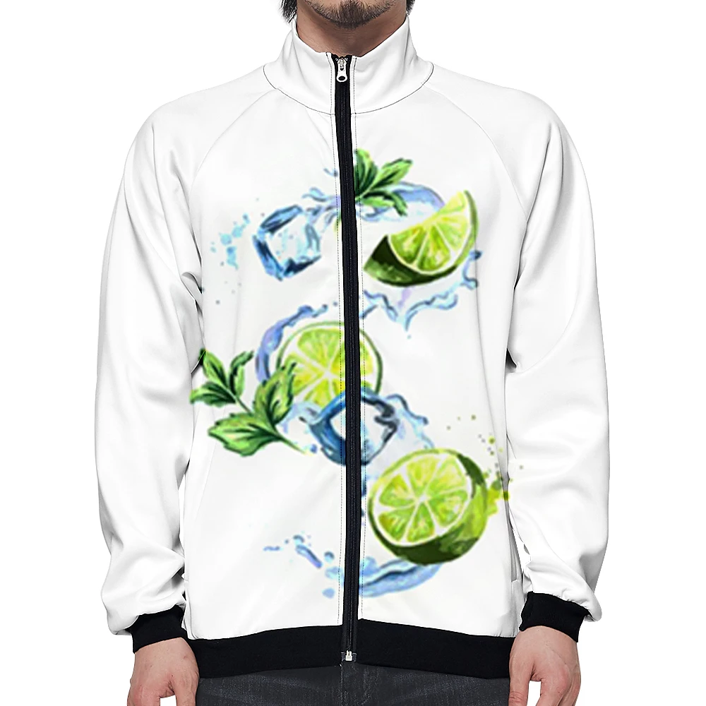 

stand collar jacket men's and women's clothing Fashion coat couple 3D digital printing cardigan jacket zipper lemon