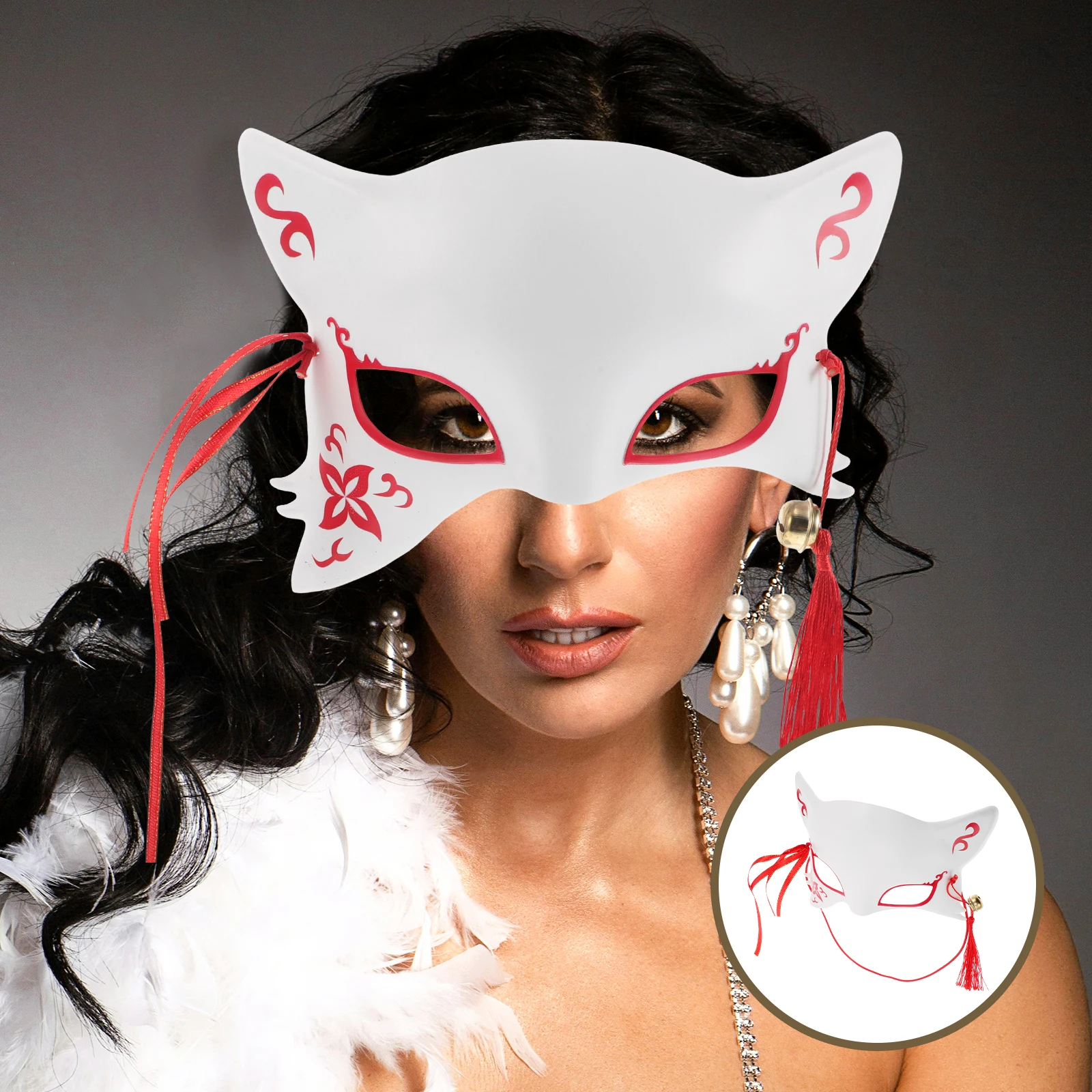 

Half Face Little Costume Mask Japan Masquerade Halloween Makeup Cat Foxy Plastic Masks Japanese Traditional