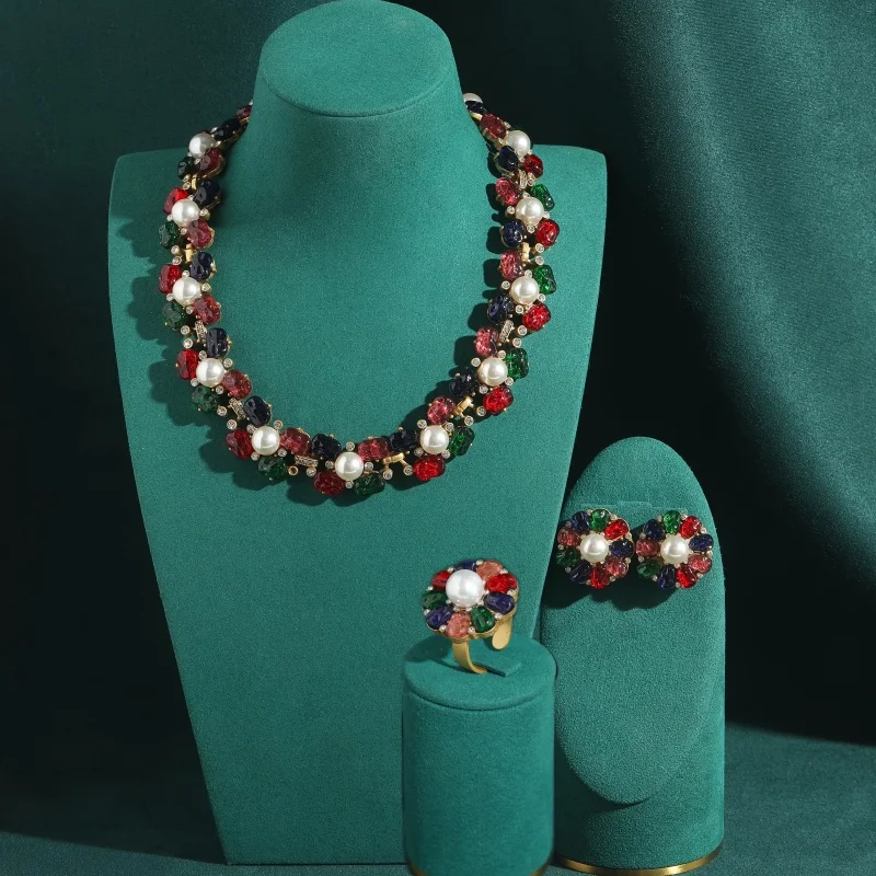 

Pearl Vintage Colorful Flower Jewelry Sets Pearl Gold Color Glass Woman 2026 Victorian Design Charm Gifts For Anniversary New
