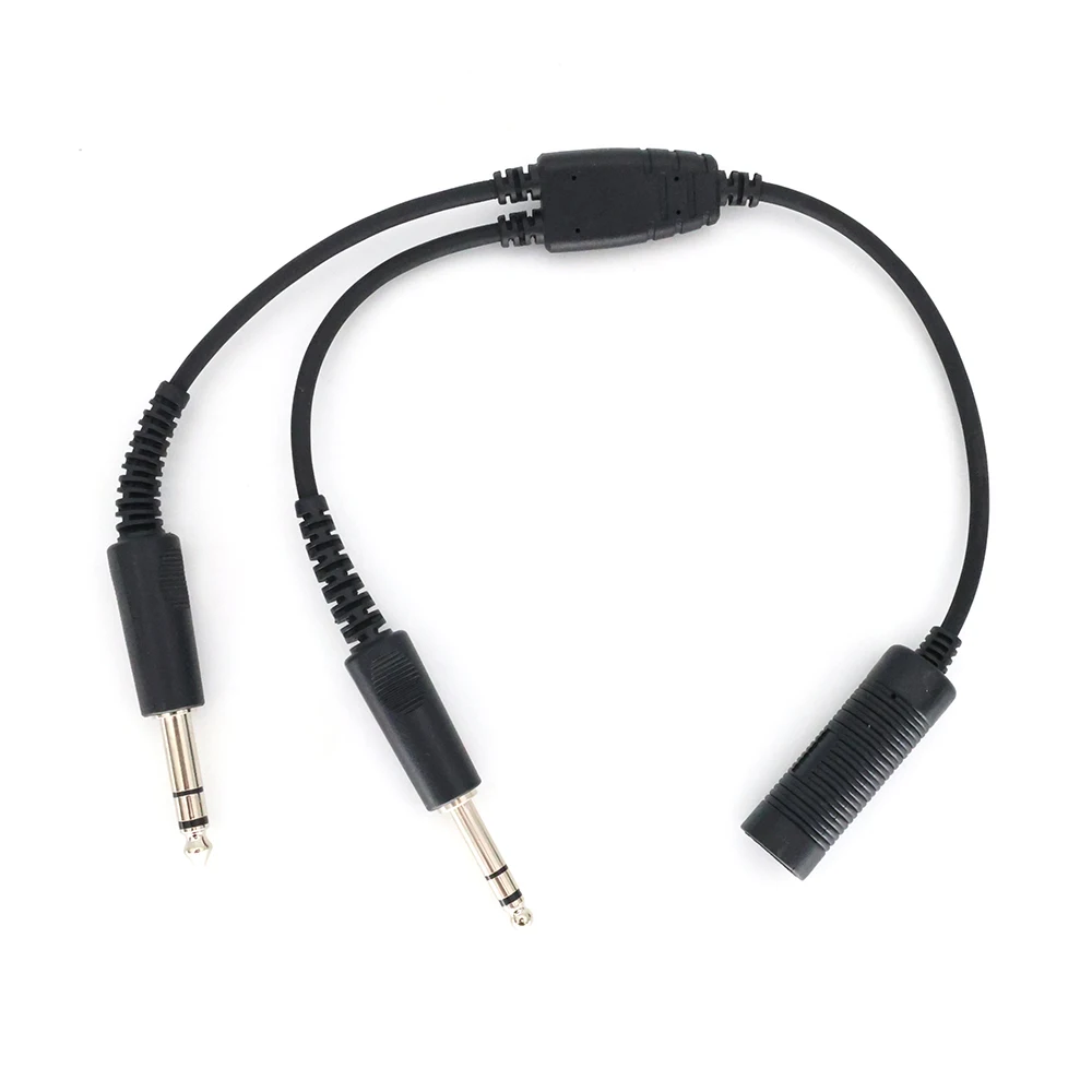 Aviação Headphone Cable Adapter, 7.1mm para GA Dual Plug, Airbus Earphone Cable Acessórios