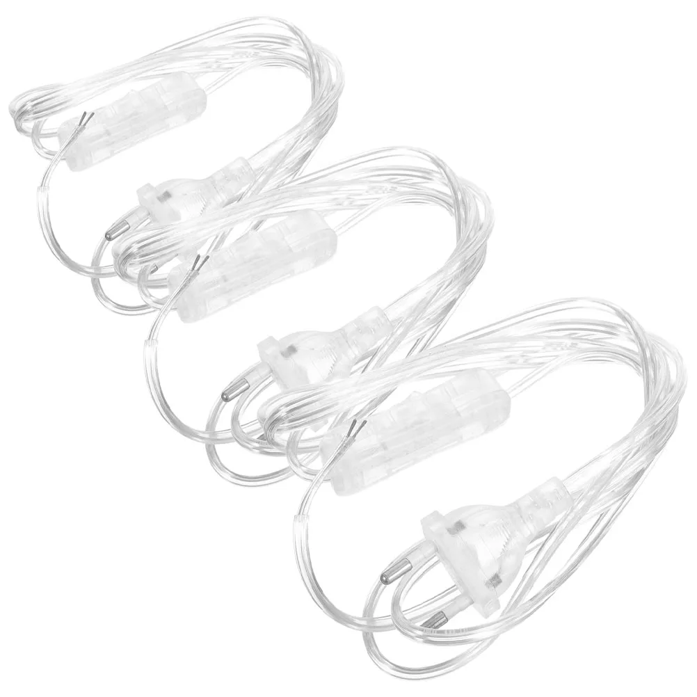 

3pcs Power Cable Transparent European Plug Switch 1.8m Desk Lamp Cord Replacement Household Accessory Light Power Cord Lamp Part