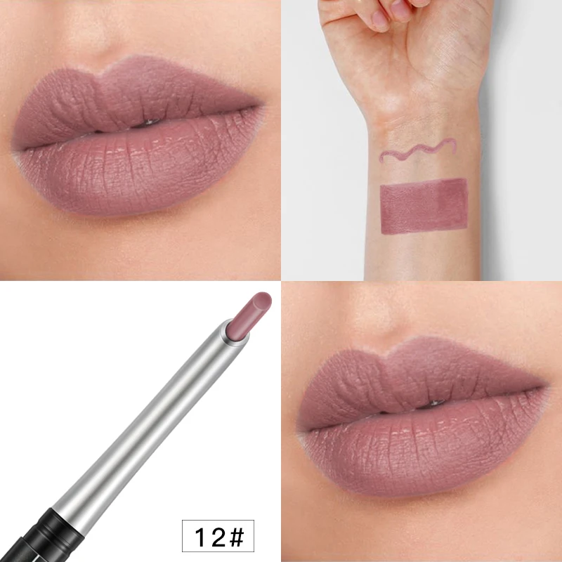 Matita per labbra 1 ~ 4 pezzi matita per labbra opaca 2 in 1 impermeabile ad alta resa cromatica labbra trucco Lipliner rossetto idratante di colore ricco