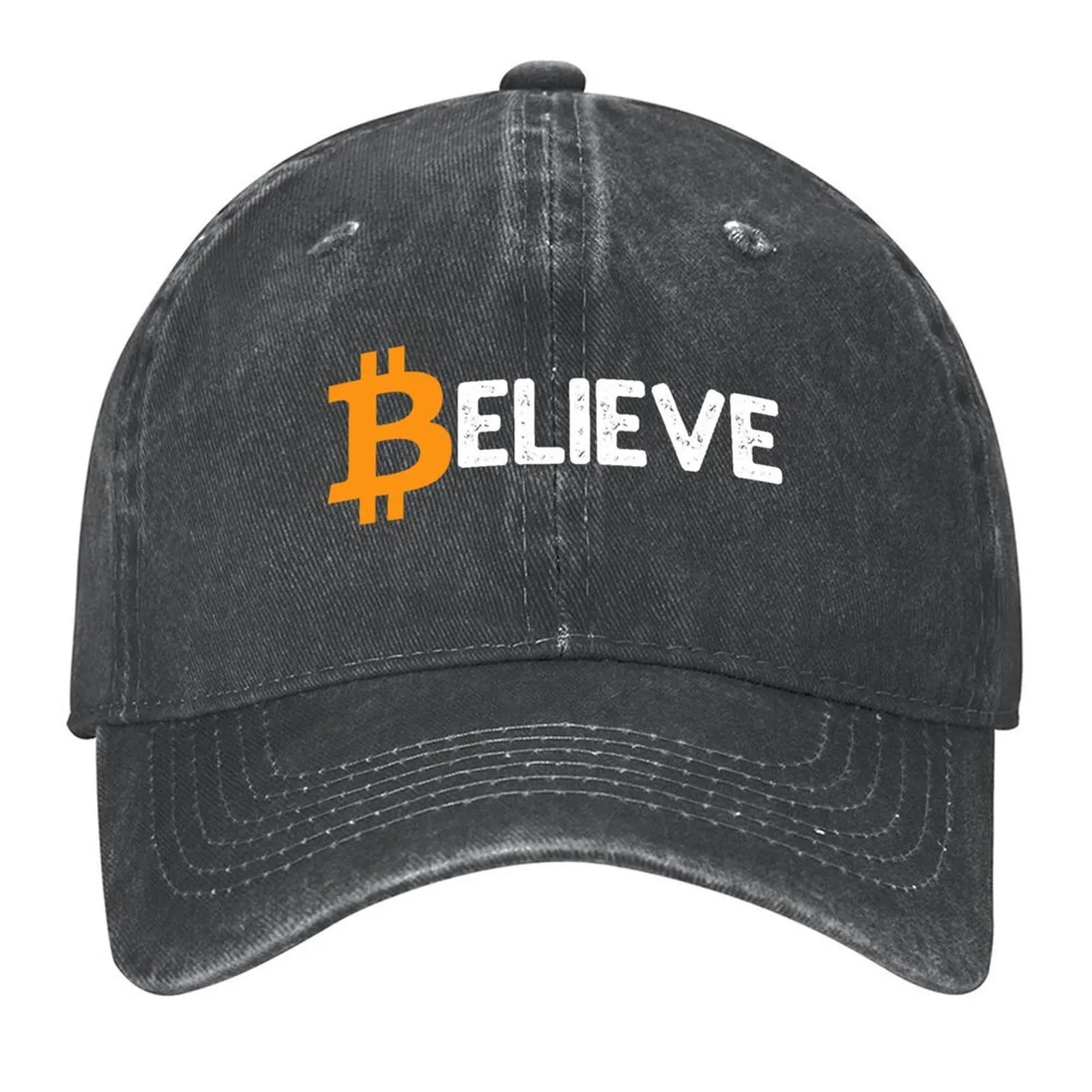

Bitcoin Believe BTC Crypto Distressed Cryptocurrency Coin Blockchain Gift Baseball Cap Luxury Cap hiking hat Women's Hats Men's