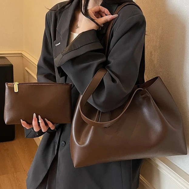 

Fashion Ruched Women Big Handbags Designer PU Leather Shoulder Bag High Quality Crossbody Bags Women Bucket Bag Female Clutch