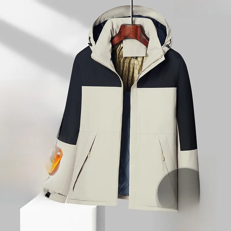 

Thiened Fce Winter Jaet Men's Outdoor Climbing Clothes Windproof Coldproof Warm Cotton Coat Long Sve Wear-resistant...