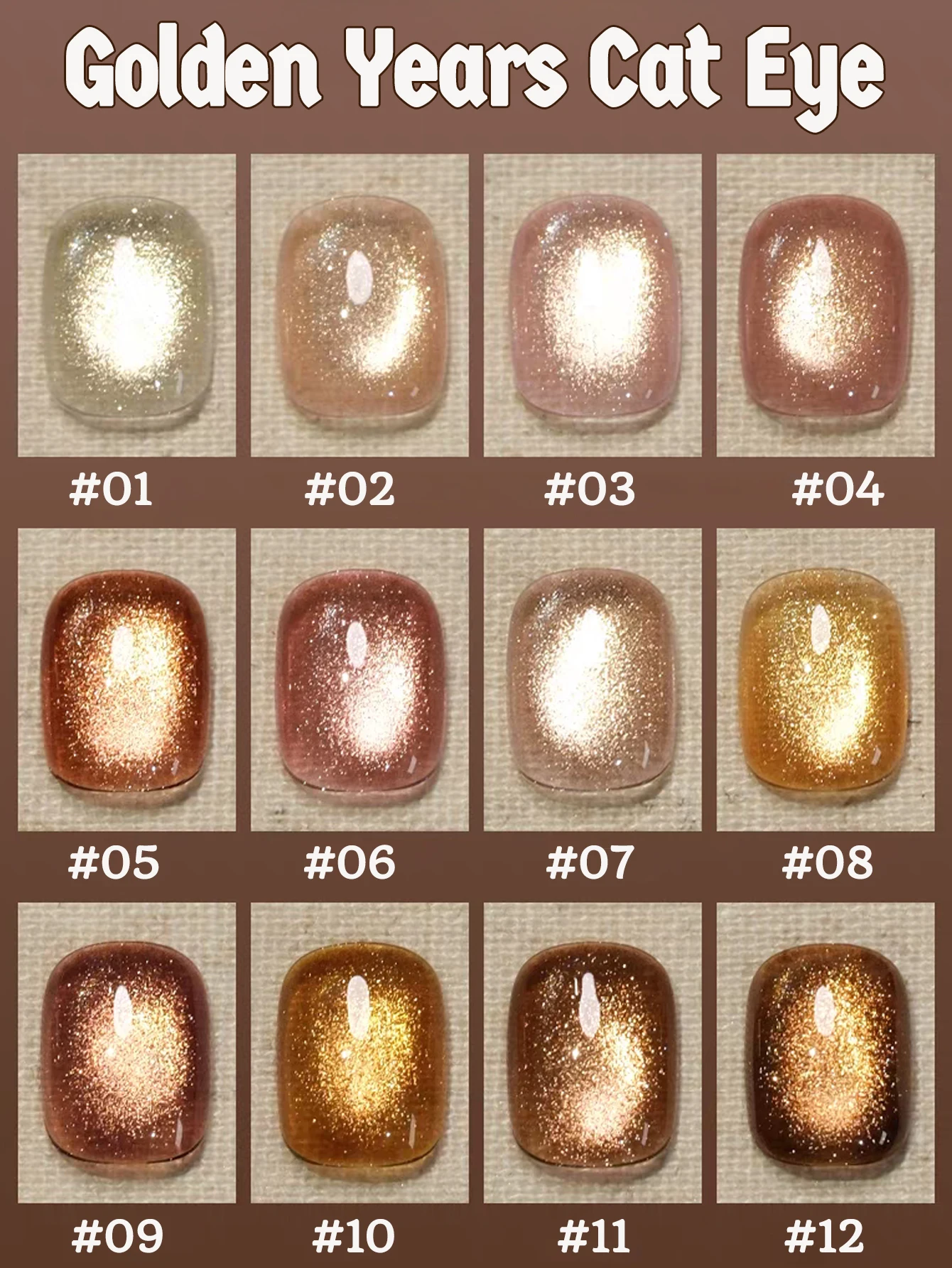 1 stücke WS Goldene Jahre Cat Eye Gel Nagellack 2025 Herbst Glitter Meilad Bleaching Karamell Farbe Cat Eye Nail art Nagel liefert