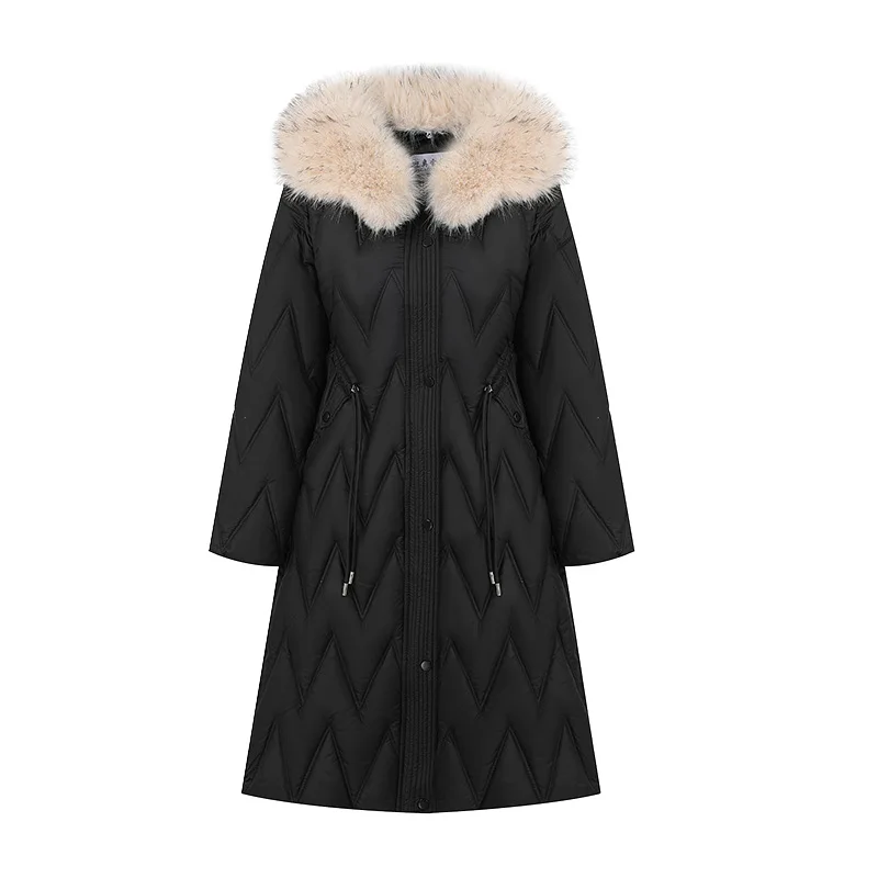 Parka da donna inverno nuovo grande collo di pelliccia spessa manica lunga tasca con cerniera moda elegante casual pendolari Parka femminile