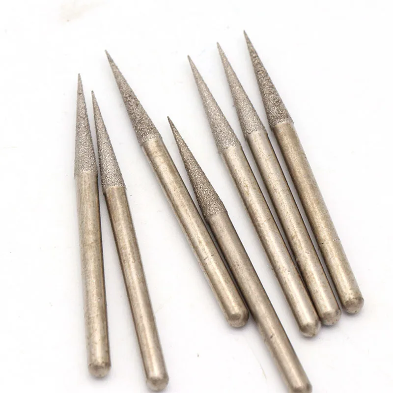 5-10Pcs 2.1/3mm Needle Type Brazed Diamond Grinding Head 3mmShank For Grinding Abrasive Polishing Accessories Dremel Rotary Tool