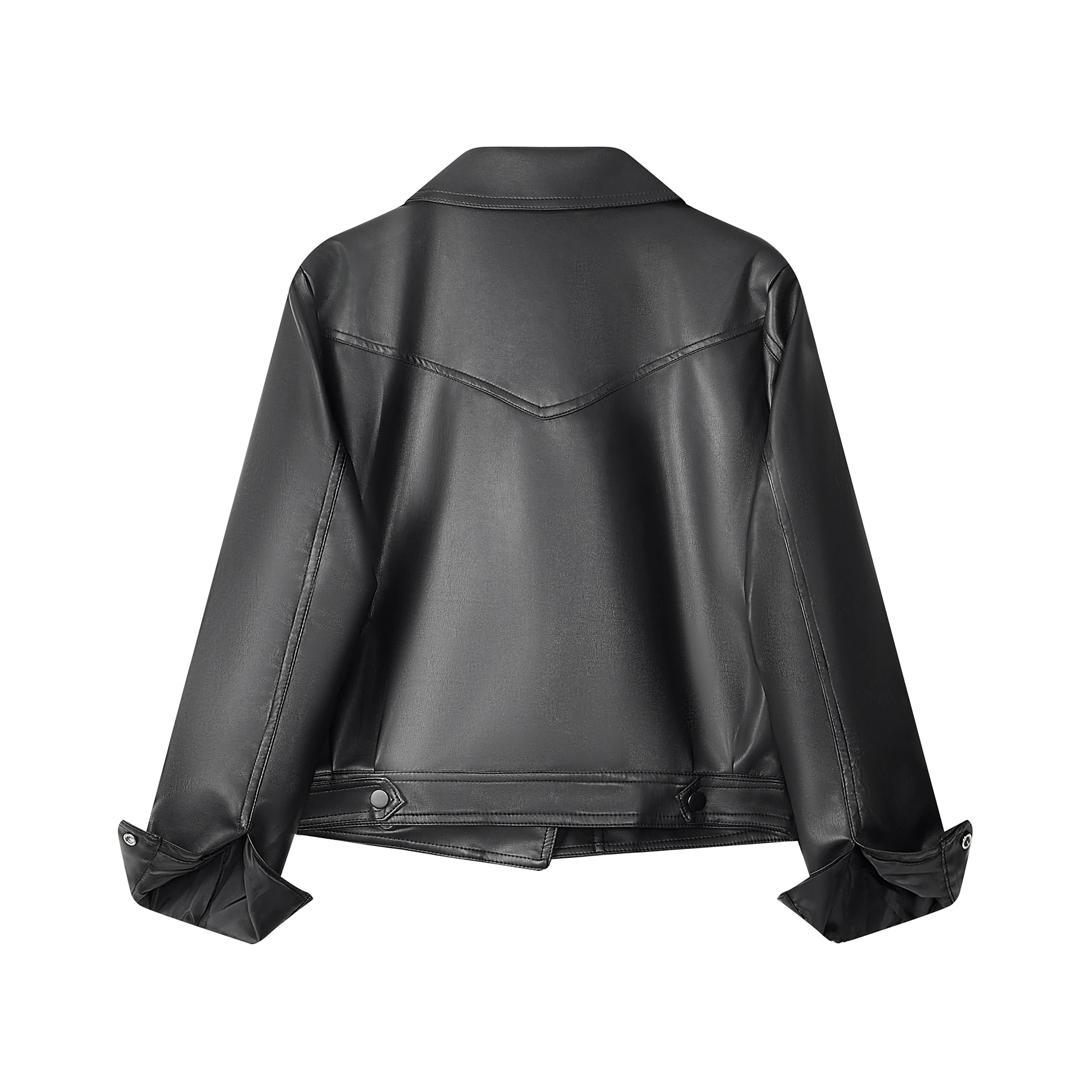 Faionable ort Leather Jaet Women's 2026 Spring New Sle Motorcycle Jaet Ele Personali PU Leather Coat