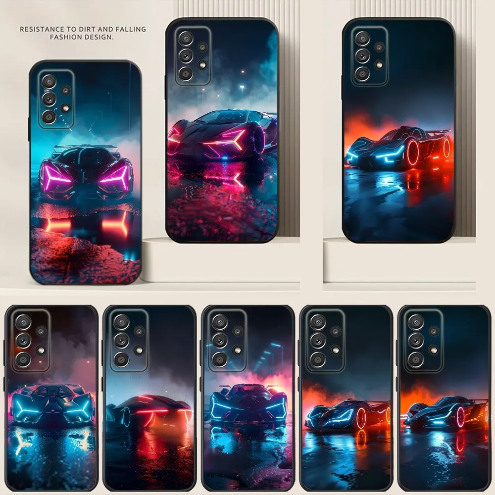 C-cyberpunk funda de teléfono para coche deportivo, carcasa de silicona suave negra para Samsung S24,S21,S22,S23,S30,Ultra,S20,Plus,Note,10,9,5G