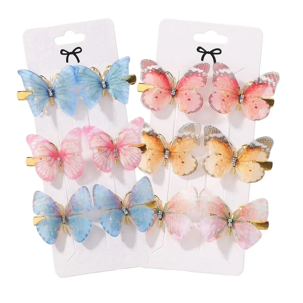 6/10Pcs Colorful Butterfly Hairpins Girl Hair Clip Barrettes Women Sweet Hair Ornament Rainbow Headwear Fashion Hair Accessories