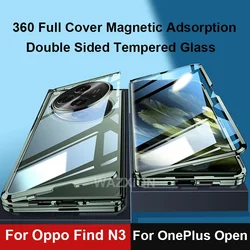 For OnePlus Open Case Magnetic Metal Bumper Aluminum 360 Full Tempered Glass Phone Cover For Oppo Find N3 Lens Protector