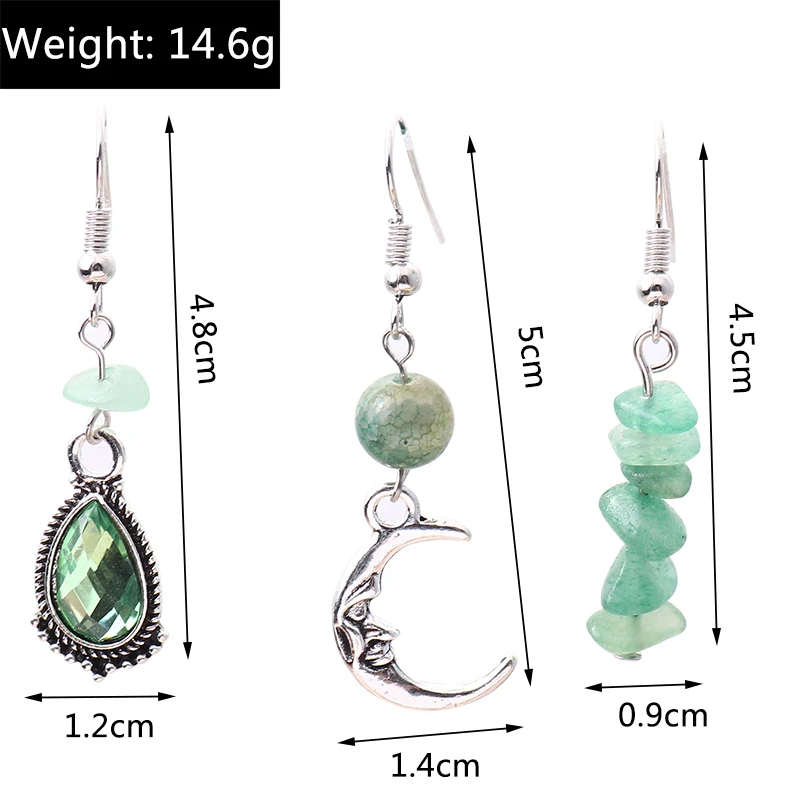 3 Paar/Set Modische Türkisfarbene Wassertropfen-Ohrringe für Damen, Legierung, Mond-Hängeohrringe, Mädchen, Party, Festival, Schmuck, Geschenke – Detail 2