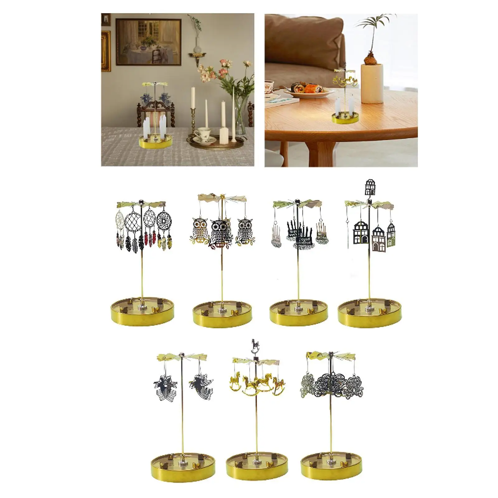 

Rotating Candle Holder Rotating Metal Candle Holder Easy to Assemble Ideal Gift Rotary Pillar Candles Decoration for Friends