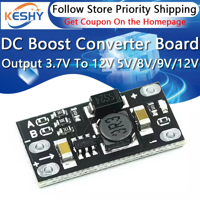

5PCS Mini DC Boost Converter Board Output 3.7V To 12V 5V/8V/9V/12V DC Step Up PCB Board Li-Battery Boost Voltage Boost Module