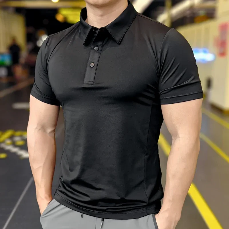 Men's ice silk quick drying short sleeve sports POLO shirt Running T-shirt Fitness T-shirt Football basketball jersey sportswear