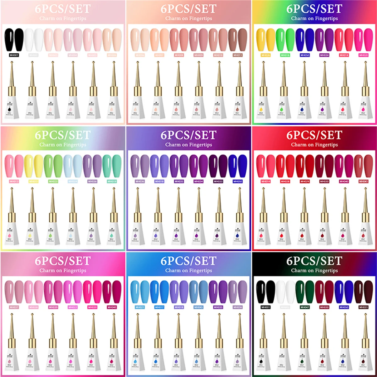 

Набор из 6 гель-лаков для ногтей, 10 мл, нюдово-розовый, однотонный, полуперманентный, УФ/LED, снимаемый, гель-лак для ногтей