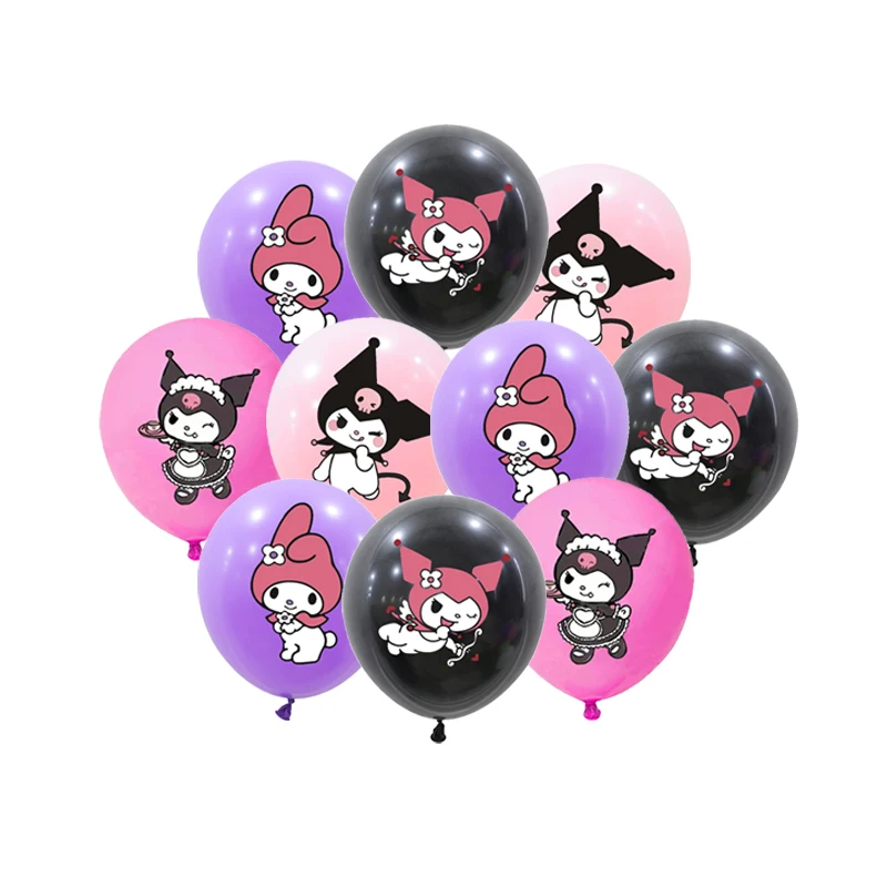 10pcs 12inch Sanrio Kuromi Solid Color Latex Balloon Children's Happy Birthday Party Decoration Baby Shower Globos Balloon Toy