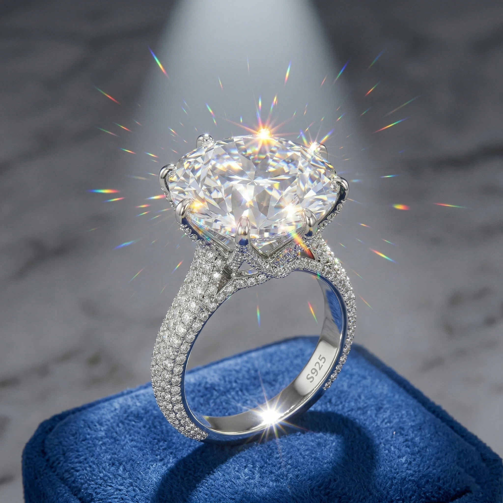 

Кольцо с муассанитом, серебро 925 пробы, цвет D, VVS1, 10 карат, 8 крапанов, для помолвки, подарок для пары, с сертификатом