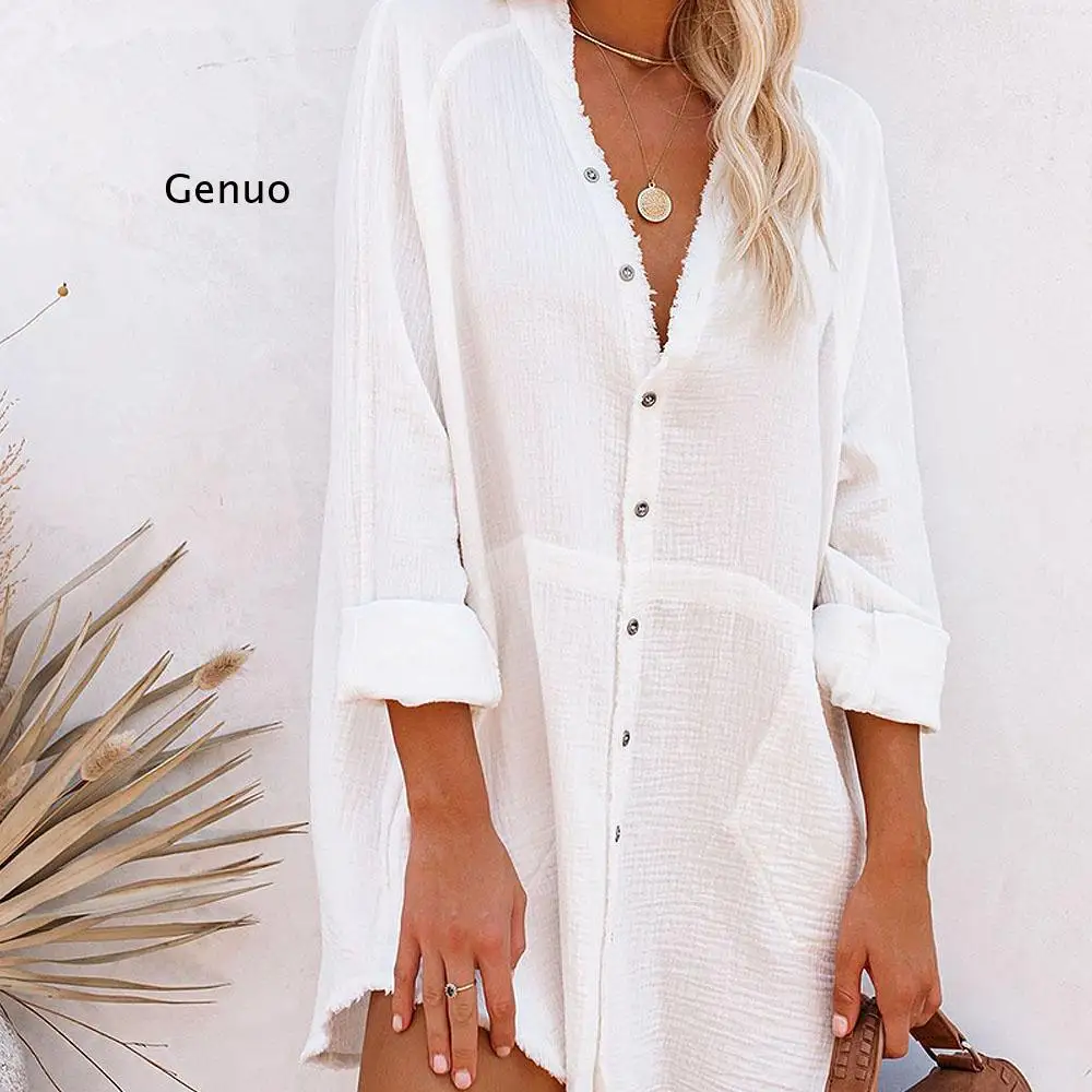 Summer Long Coat Female Recreational Bottom Unlined Upper Garment Women's Tourist Beach Party Club Casual Dresses Clothes