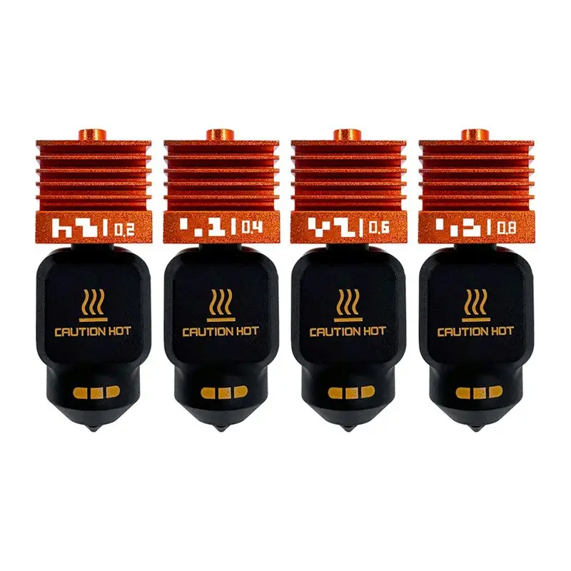 

Upgraded Standard Flow Hotend 4Set For Bambu Lab P2S Removable Hardened Steel Nozzle 0.2/0.4/0.6/0.8Mm 3D Printer Parts