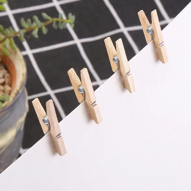 50/100 Pcs Mini Clip in legno naturale Clip per foto fai da te festa di nozze Clip in legno Organisatoren gadget Pour La Maison pioli