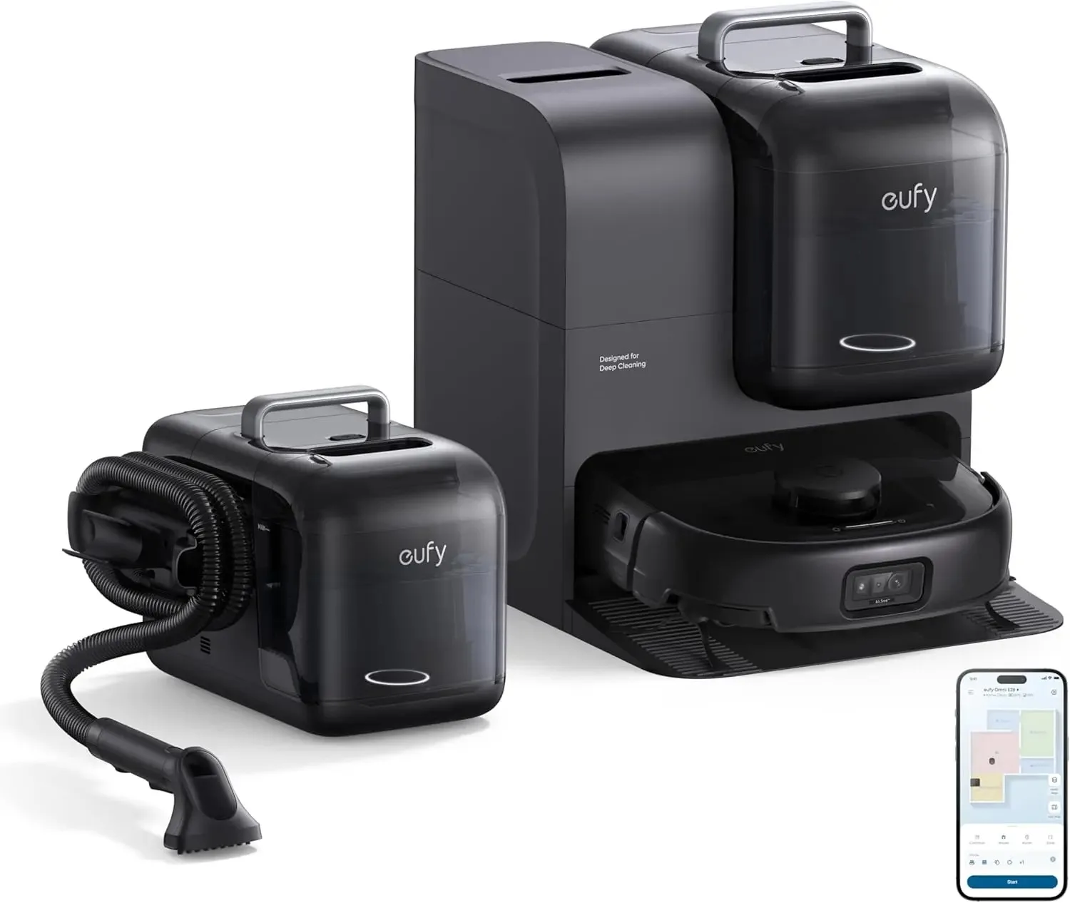 

СОВЕРШЕННО НОВЫЙ робот-пылесос и швабра eufy E28 Omni, система гидроJet, портативный глубокий очиститель для ковров, турбоотсасывание 20 000 Па,