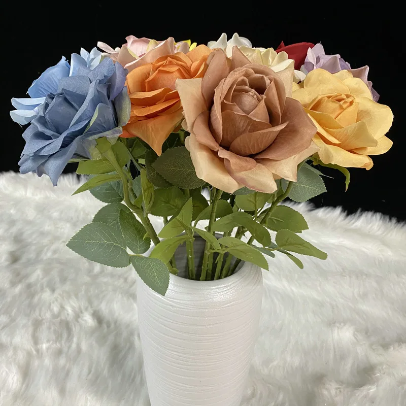 

5Pcs Artificial Silk Rose Flowers Branch for Home Living Room Decoration Party Event Wedding Background Arrangement Rose Bouque