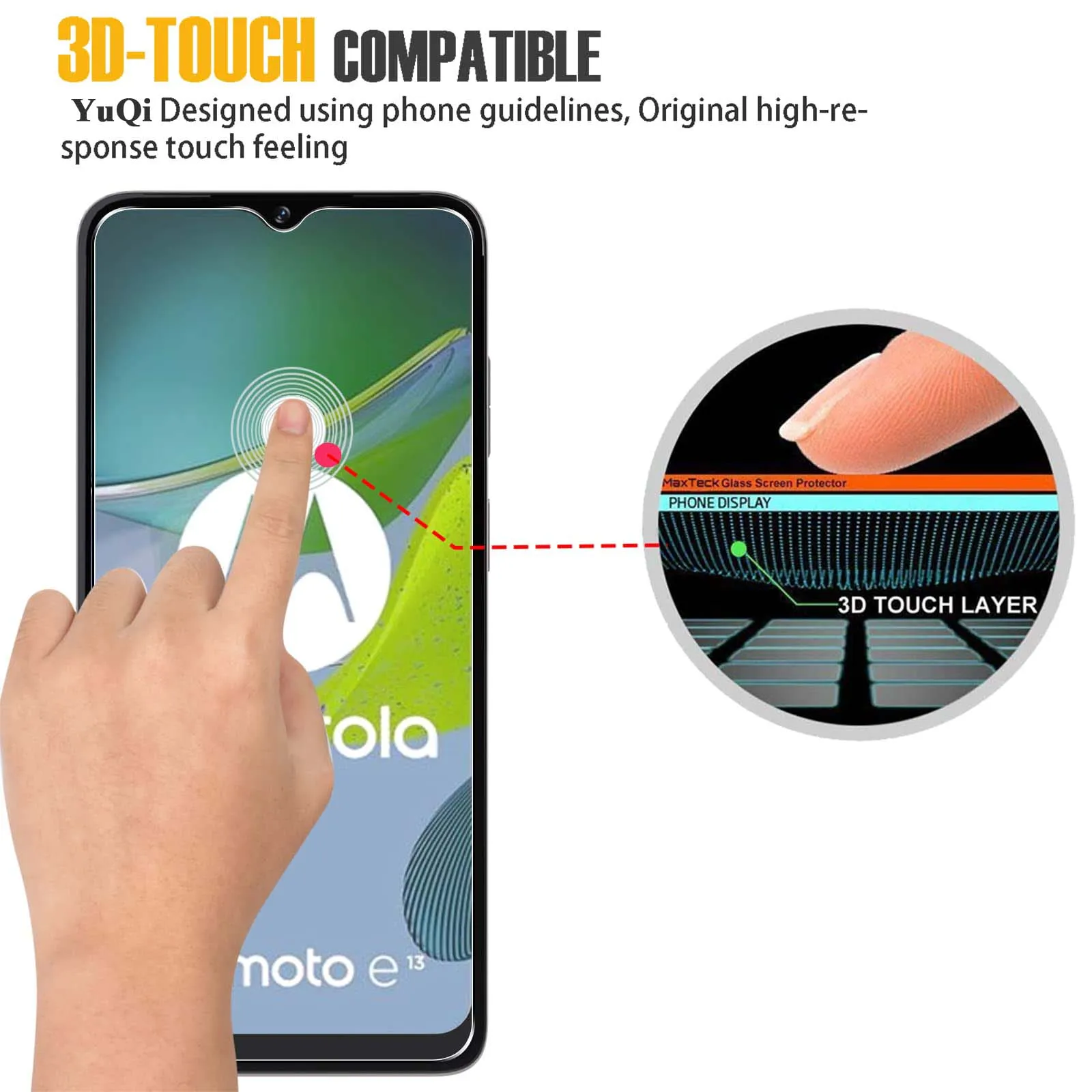 Screen Protector For Motorola Moto E13 Tempered Glass HD Crystal High Aluminum 9H Case Friendly