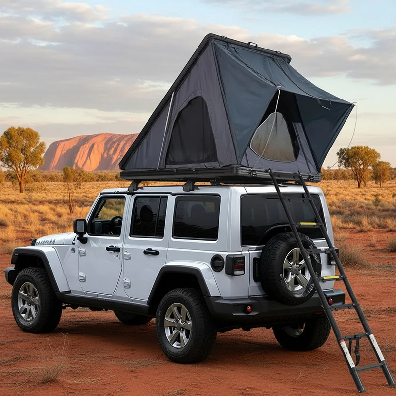 High Quality Ultralight Aluminum Triangle Hard Shell Roof Top Tent 2-3 Person Four Season Waterproof 4x4 Offroad Camping Fit For