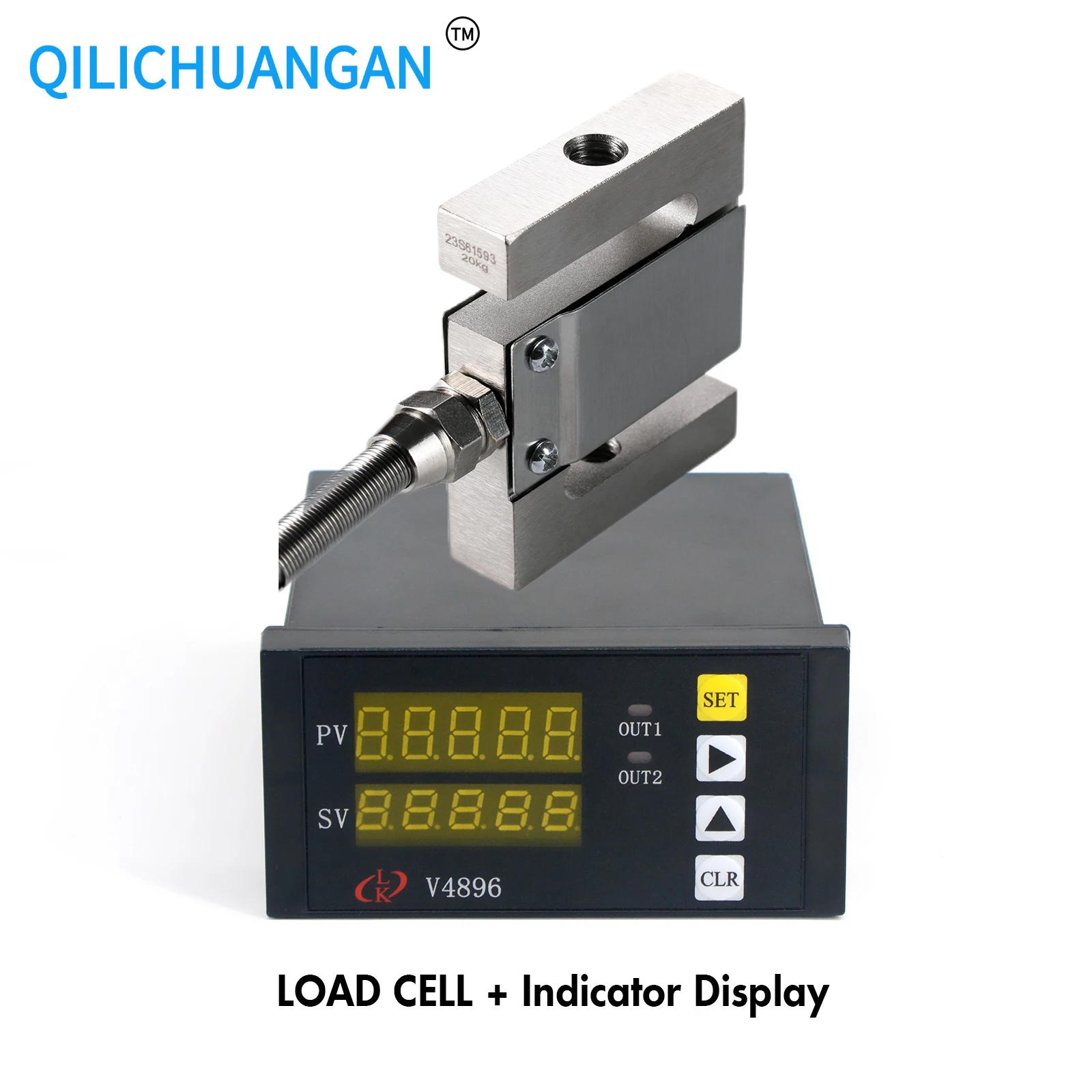 S Type Load Cell Weighing Sensor + Indicator display,Test Tension and Compression Force Weight Pressure Sensor for Scale