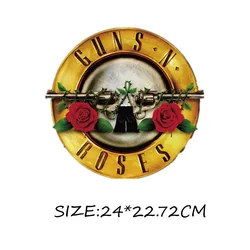 Punk Guns N Roses Skull Iron On Embroidery Patches Biker Stickers Clothes Embroidery Jacket Dress Bag T-shirt Patch Applique