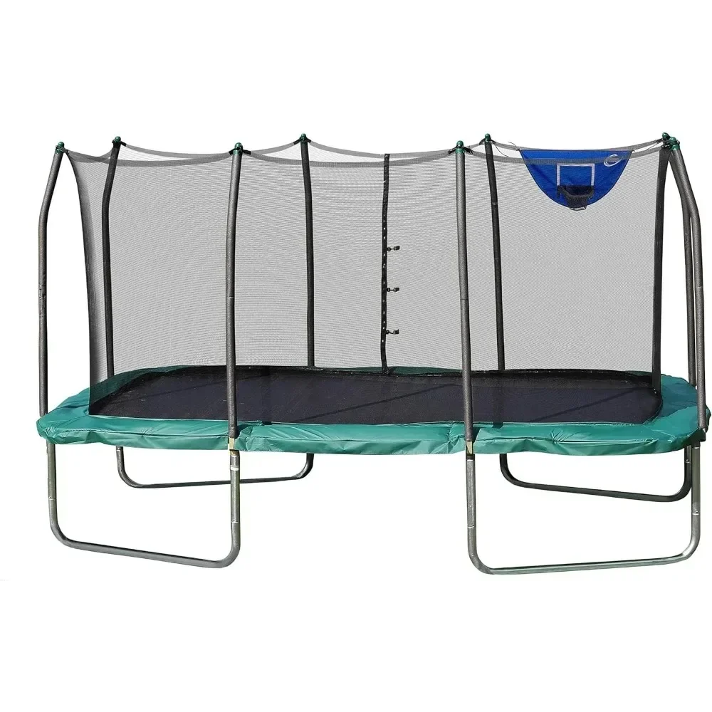 Rectangle with Enclosure 14 Ft Lager Size Trampoline Leisure basketball rack throwingWeathering resistant galvanized steel