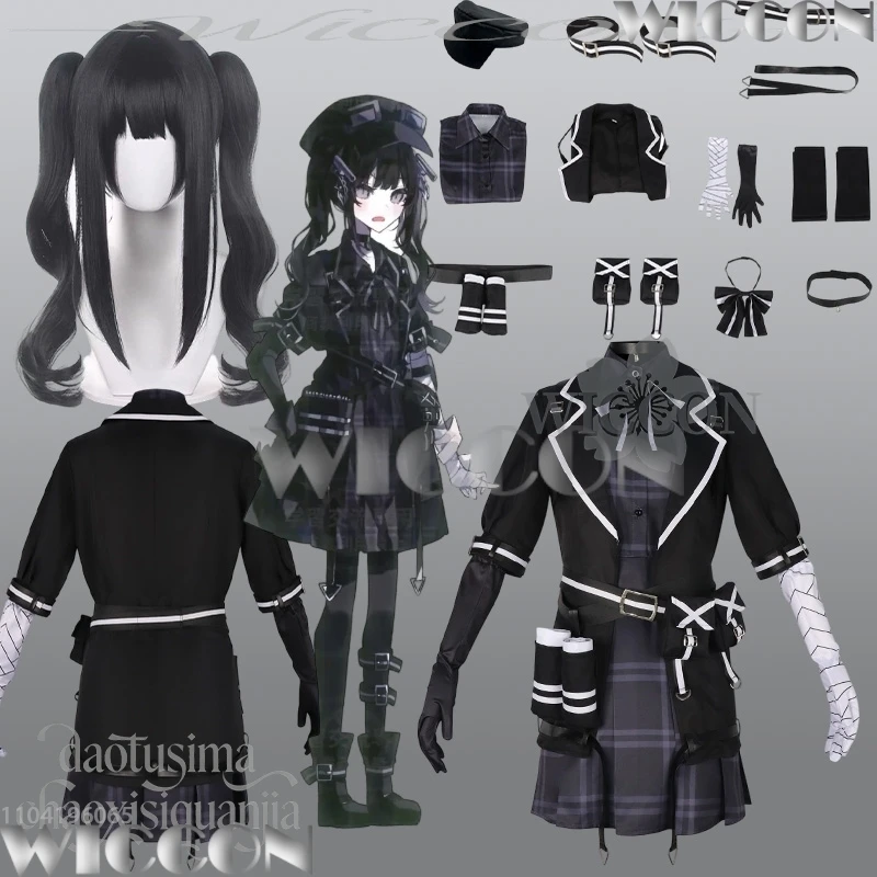 kurobe-nanoka-cosplay-anime-jeu-mahou-shoujo-no-majo-saiban-goth-lolita-robe-a-carreaux-noire-halloween-noel-navidad-carnaval