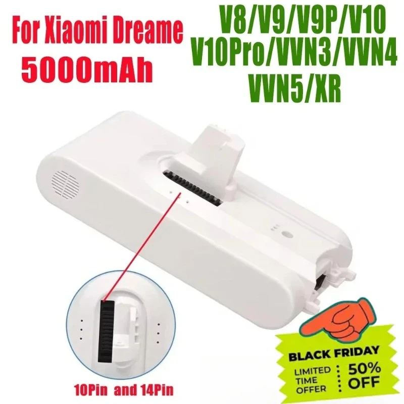 

5000mAh Lithium-ion Battery for Dreame V8 V10Pro V9P XR VVN3 VVN5 Handheld Cordless Vacuum Cleaner Parts Replacement Battery