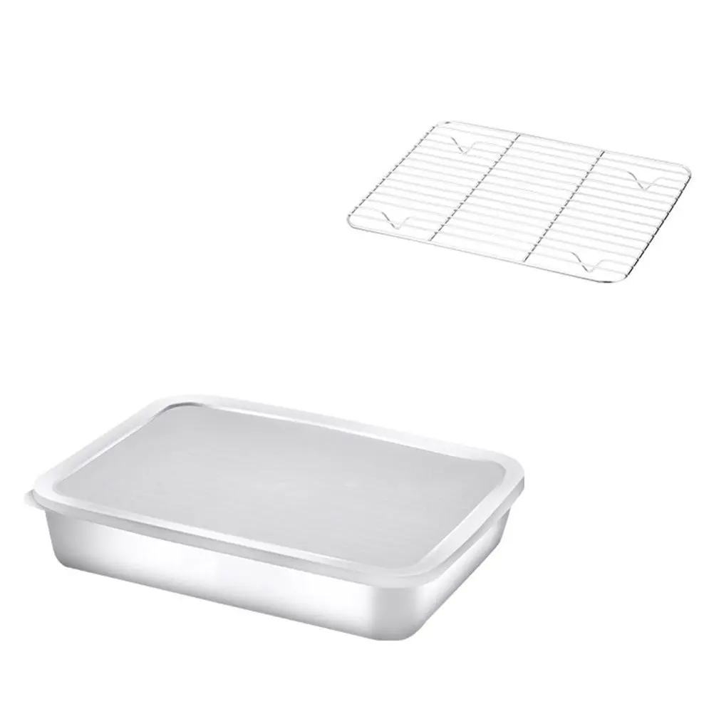 Non Stick Dumpling Tray with Lid Stackable Stainless Steel Storage Box Space Saving Kitchen Organizer