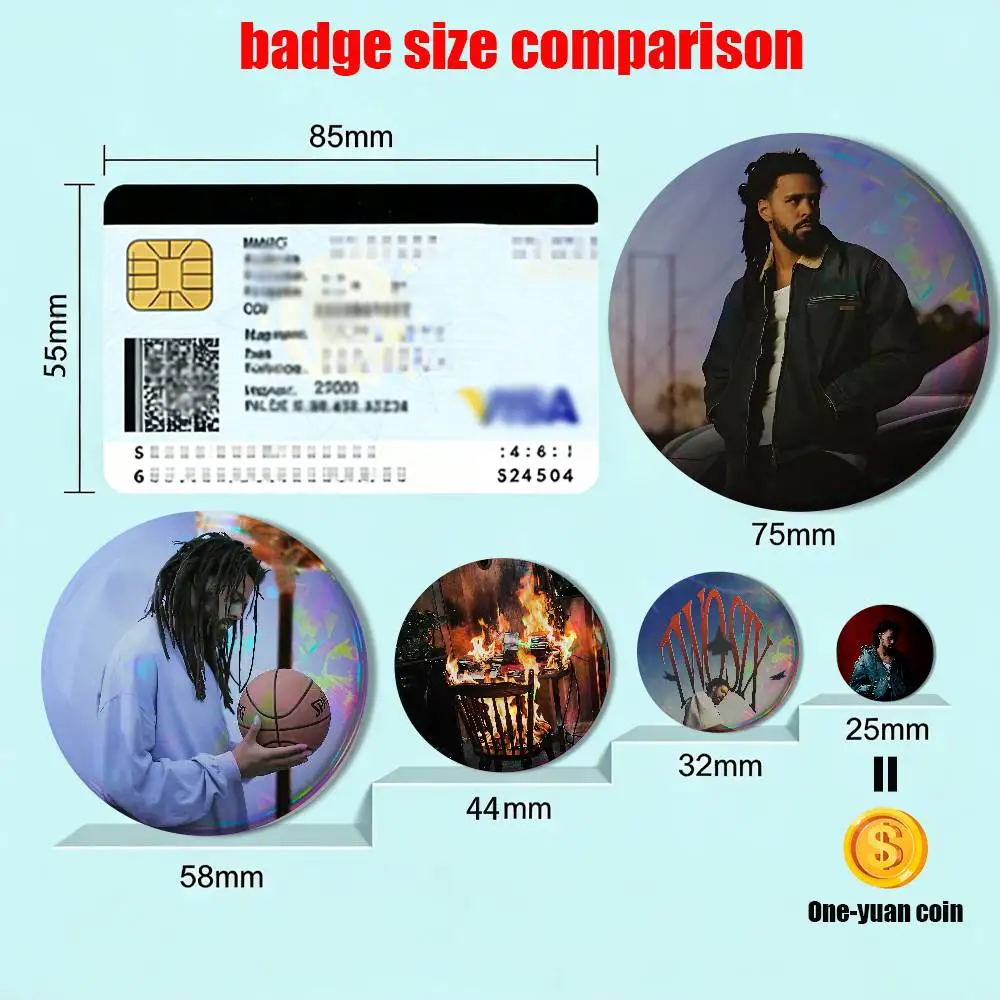 hot Two Six Fall-Off J. Cole Badge on Backpack Clothes decoration Tinplate Round Brooch Funny Custom Gifts for Friend