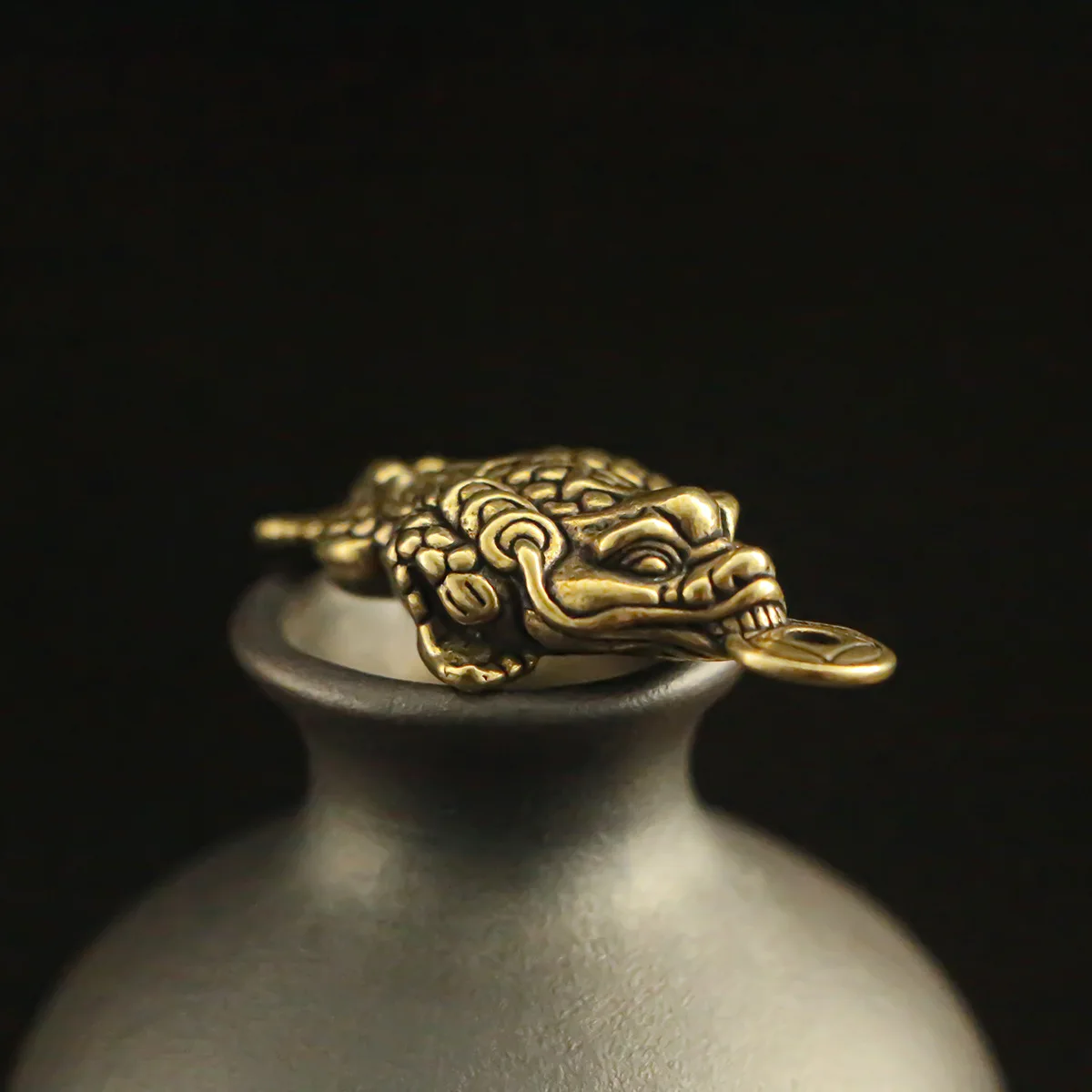 1/2Pcs Brass Three-legged Golden Toad Bite Money Golden Toad Keychain Lucky Toad Pendant Ornament