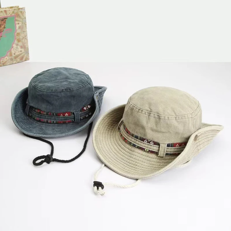 Sombrero de pescador de algodón puro para hombre y mujer, gorra para el sol al aire libre, para escalada de montaña, visera para el sol, ocio,