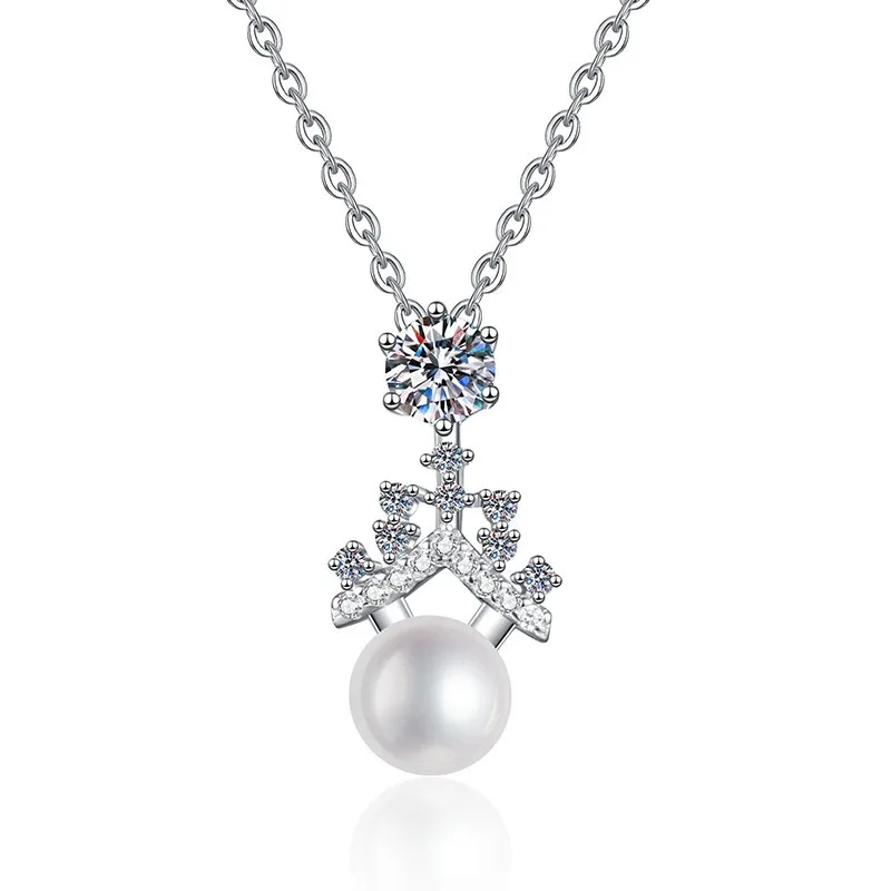 

XL193 Lefei модное роскошное модное классическое муассанитовое ожерелье с жемчужной короной, очаровательное женское ожерелье из серебра 925 пробы, вечерние ювелирные изделия, подарок на вечеринку