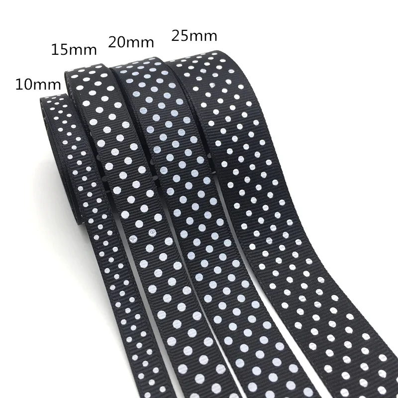 5 Yards 10 15 25mm Ribbon Wedding Decoration Printing Dots Grosgrain Ribbon Gift Wrapping Hair Bows DIY Christmas Ribbon