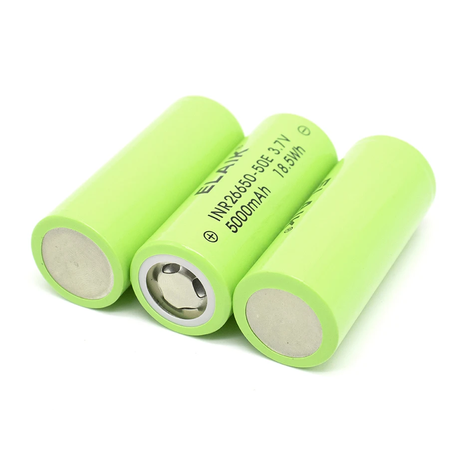 ELAIK INR26650 baterai Lithium 5000mAh 3.7V, alat listrik baterai mobil kapasitas tinggi dapat diisi ulang, baterai mobil 50E-kepala datar