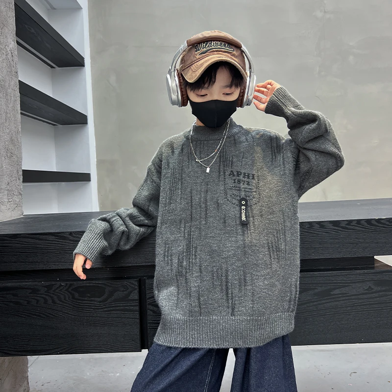 Elegant Children Sweater for Boy High Fashion Street Knitwear Outfit Kids Teenager New Design Autumn Knitted Clothing Age 4-14 Y 4
